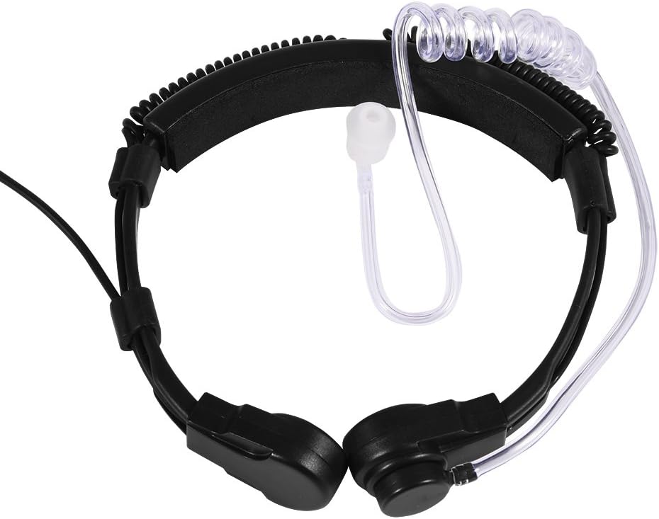 Professional Throat Headset, Walkie Talkie Acoutic Tube Earpiece PTT for UV5R 2-Way Radio Walkie Talkie for