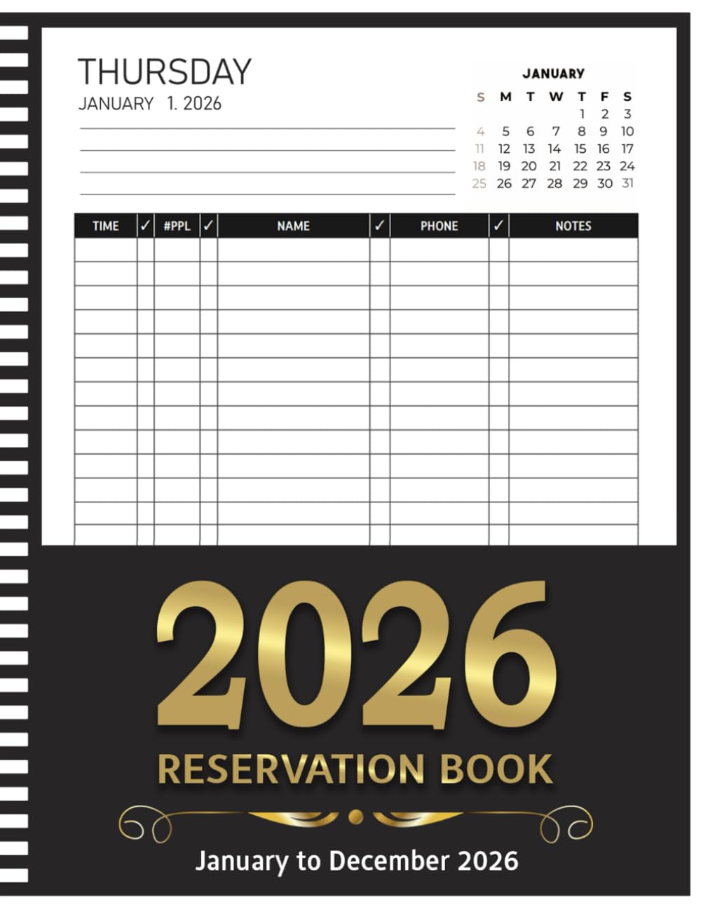 Reservation Book For Restaurant: 365 Day Dated Reservations Planner | Year-Round Dinner Table Organizer | Daily