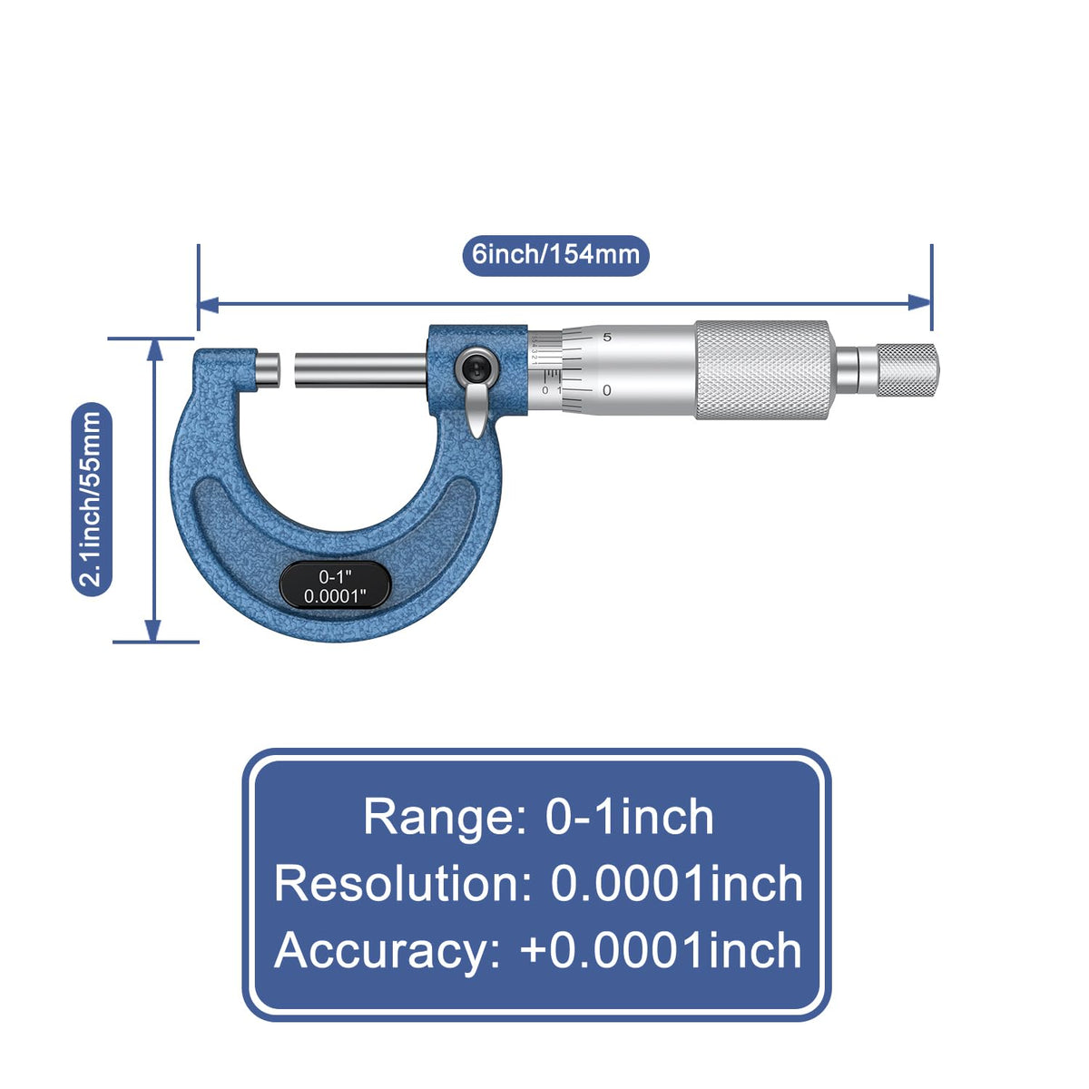 HDLNKAK Outside Micrometer 0-3", 0.0001" Graduation Micrometer Set