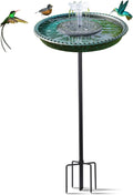 Bird Bath with Solar Powered Fountains for Hummingbirds,Stable Stylish Design with 5-Prong Base Stake Plastic Bird