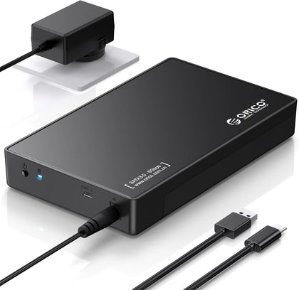 3.5" External Hard Drive Enclosure SATA III to USB3.1 Type C for HDD Tool-Free Installation Supports UASP and 20TB