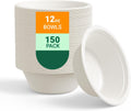 150 Pack 12 oz Compostable Paper Bowls Disposable, White
