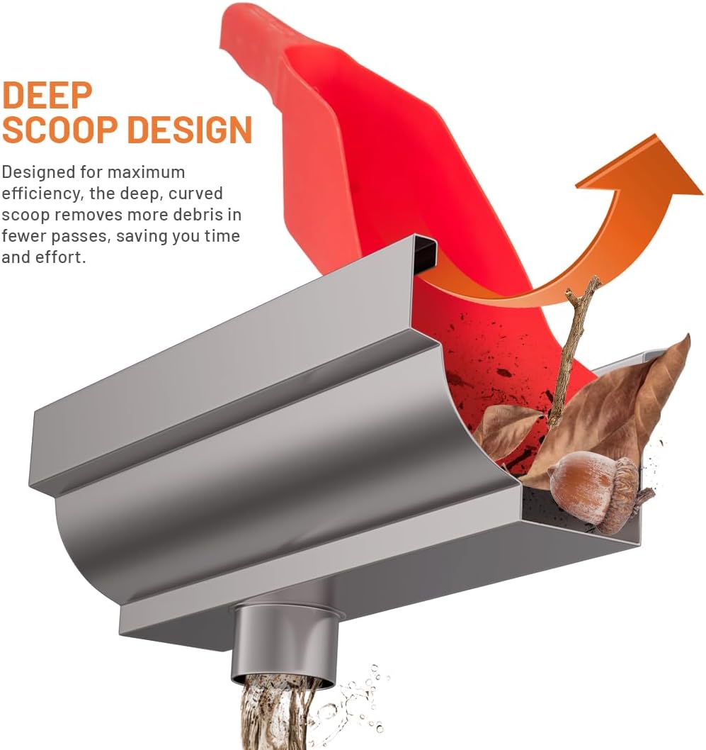 Gutter Scoop Cleaning Tools - Easy Removal of Leaves and Dirt - Deep Curved Gutter Scooper Shovel for Leaves &