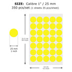 Yellow Round Stickers 1 Inch Removable Vinyl Dot Labels 350 PCS