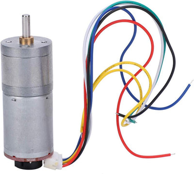 GA25-370 Gear Motor DC with Speed Encoder, Stainless Steel High Torque Electric Micro Speed Reduction Geared Motor Brush DC Motors Reducer Copper (DC12V 500RPM)