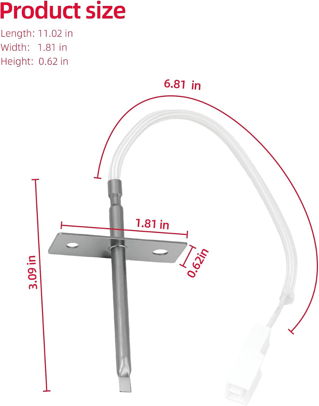 JGB860SEJ1SS JGB860SEJ6SS Range Oven Temperature Sensor Probe Fit for GE JGBS86SP1SS JGBS86SP2SS JGBS86SP3SS JGBS86SP5SS JGSS86SP2SS P2B940SEJ4SS PGB965YP1FS PGB965YP2FS JGB860BEJ1TS JGB860BEJ2TS