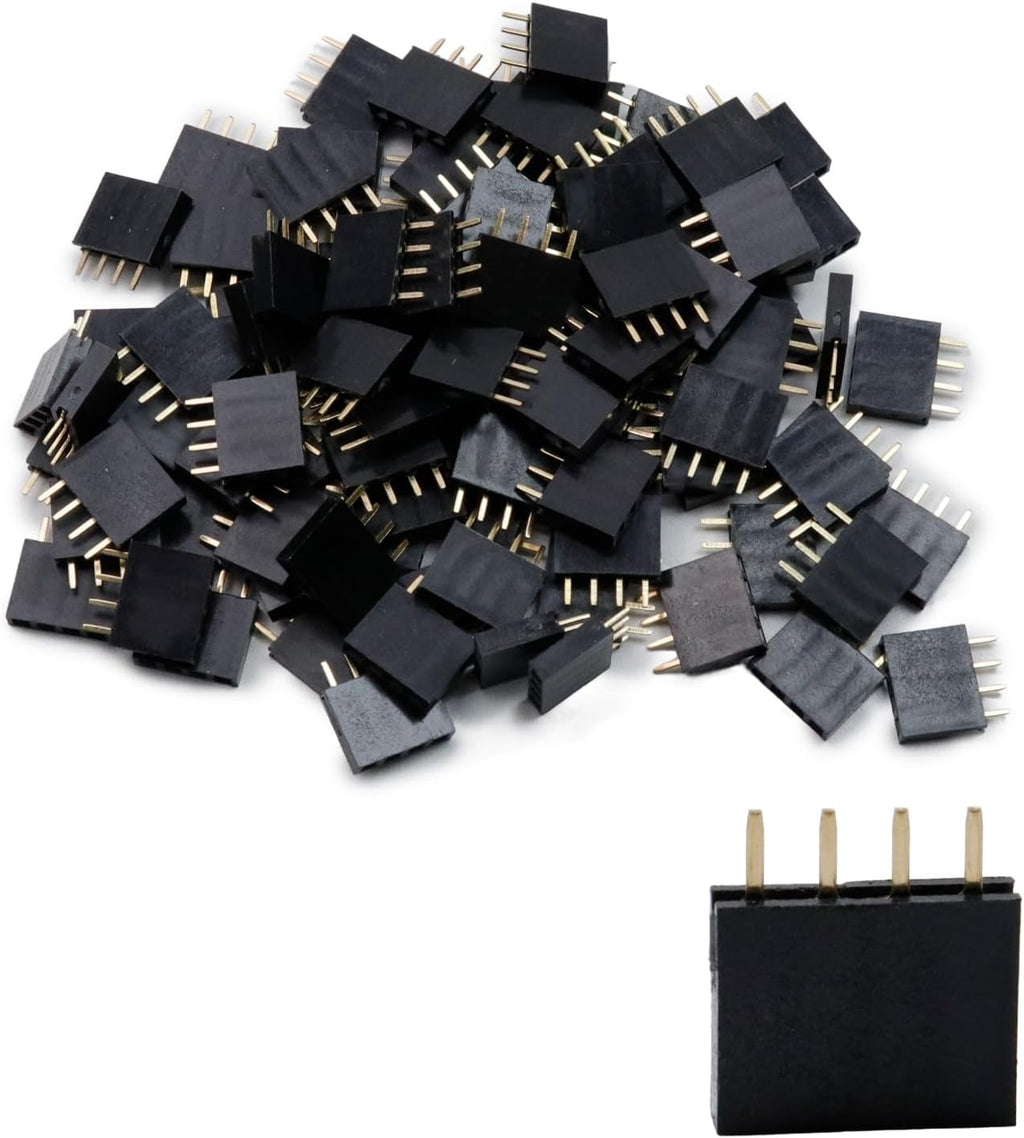 Female PCB Header 100Pcs 4Way 2.54mm Pitch Connector