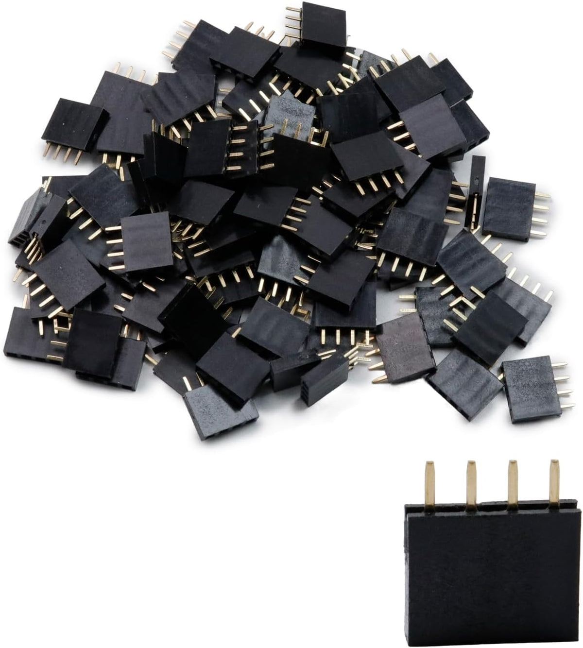 Female PCB Header 100Pcs 4Way 2.54mm Pitch Connector