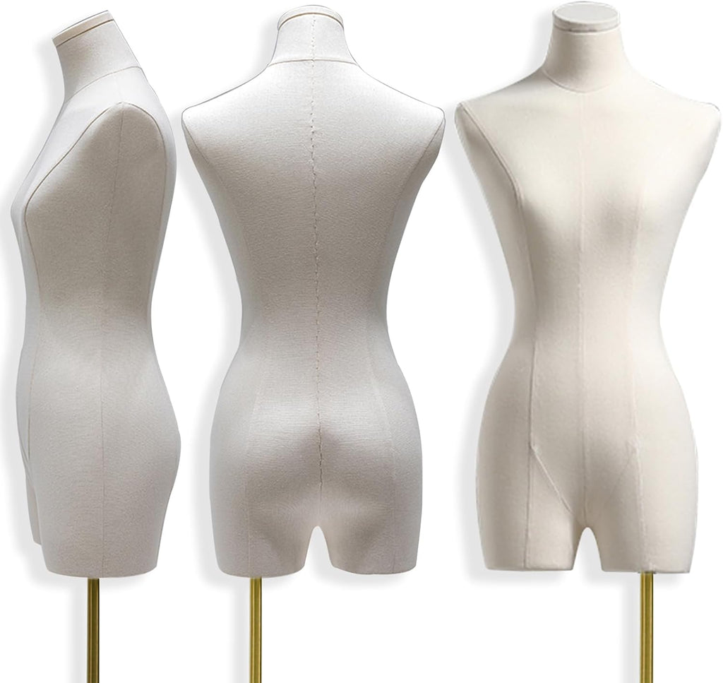 47"-83" Female Mannequin Dress Form Torso Full Body with Metal Stand (Gold) | Height Adjustable Display Mannequin