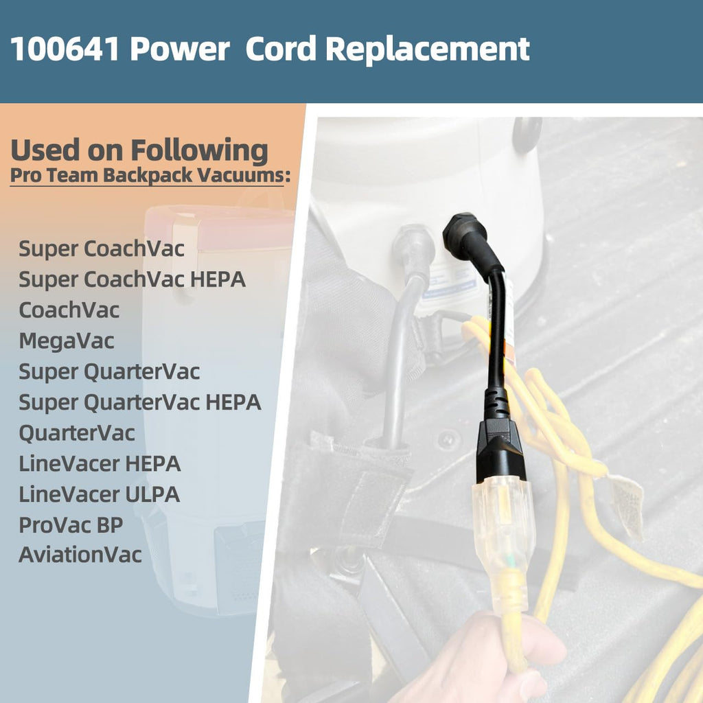 100641 Power Cord Replacement Parts for Pro Team Backpack Vacuum