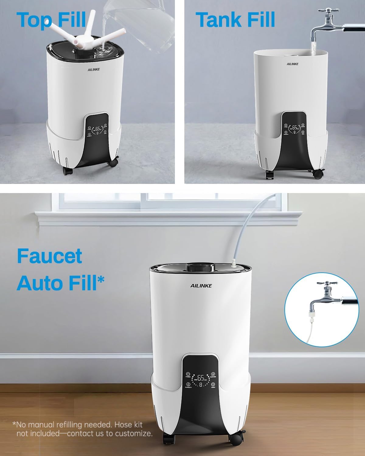 Humidifier large room 16L Whole house Humidifier 2000 sq.ft | 3 Atomizers, Humidity Control, 50 Hours, Ultrasonic