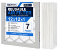 12x12x1 MERV 11 Air Filter,AC Furnace Air Filter,Reusable ABS Plastic Frame, 7 Pack Replaceable Filter Media (Actual