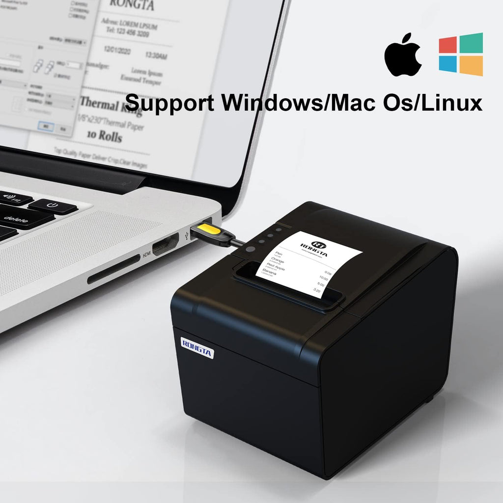 POS Printer, 80mm USB Thermal Receipt Printer, Restaurant Kitchen Printer with Auto Cutter Support Cash Drawer,USB