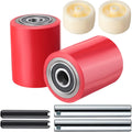 12 Pcs Pallet Jack/Truck Load Wheels Full Set 3" x 3.7" with Bearings Axles and Entry Exit Roller(Red)