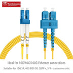 OS2 SC to LC Single Mode Fiber Patch Cables SM, 6ft/2m