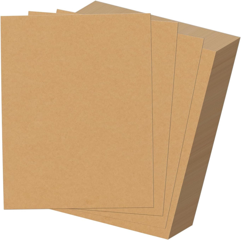 100 Pack 8.5x11 Chipboard Sheets, Kraft Cardboard for Shipping