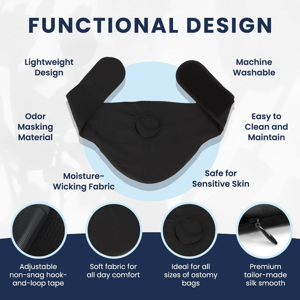 Ostomy Belt, Colostomy Bag Cover for Men & Women (Black XXL)
