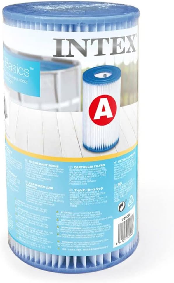 INTEX 29000E Type A Pool Filter Cartridge: For INTEX Filter Pumps – Easy-To-Clean – Dacron Paper – Efficient