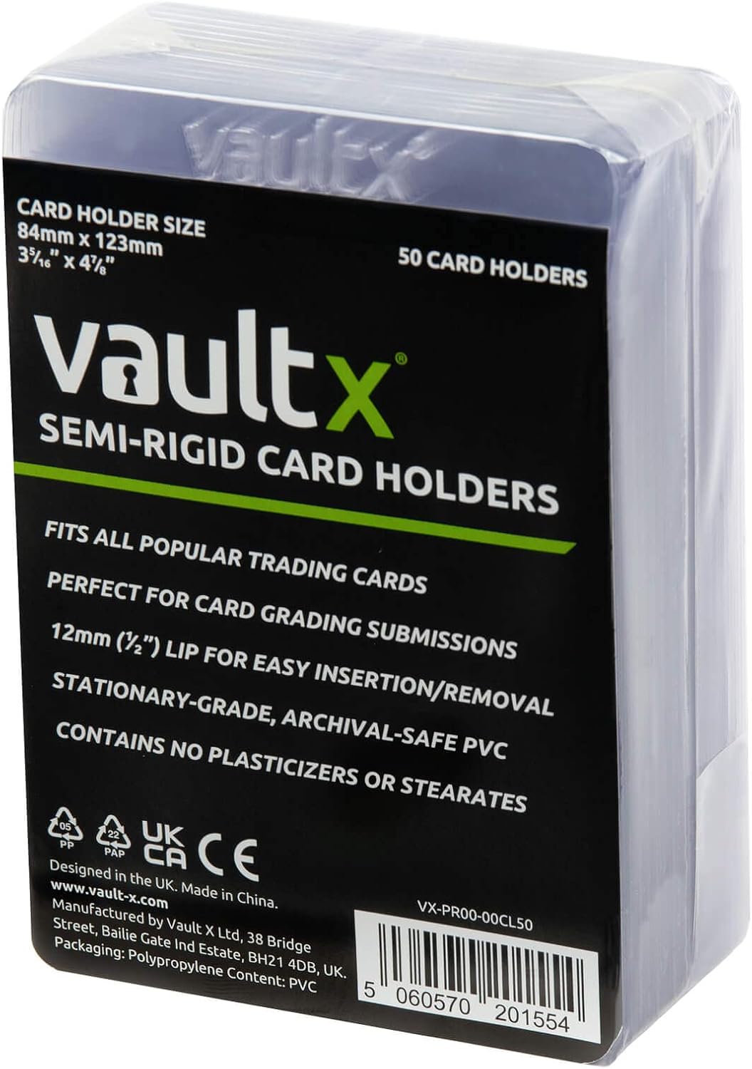 Semi Rigid Card Holders (50 Pack) Hard PVC Sleeves | Ideal for PSA & CGC grading submissions. Semi-rigid hard card