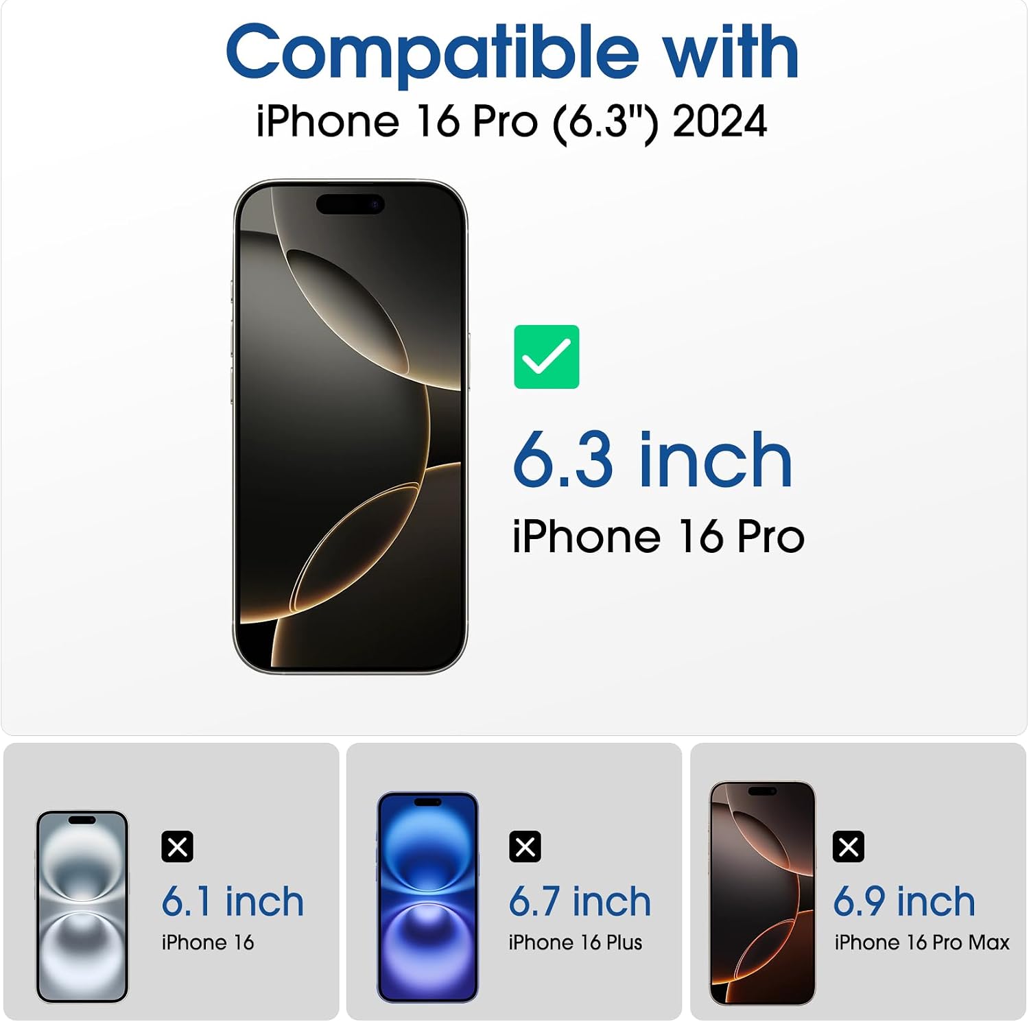 Auto-Alignment OneTouch for iPhone 16 Pro [6.3''] Screen Protector + Camera Lens Protector, Tempered Glass, 30
