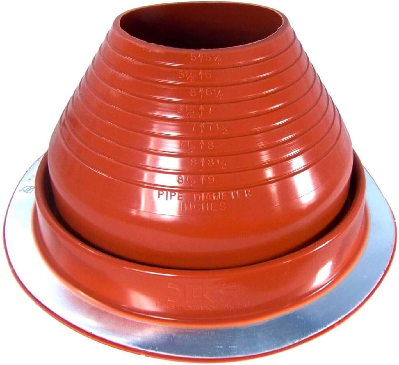 #6 (5" - 9") RED Round High Temp Silicone Flexible Pipe Flashing: Dektite Metal Roof Jack Pipe Boot-Metal Roof