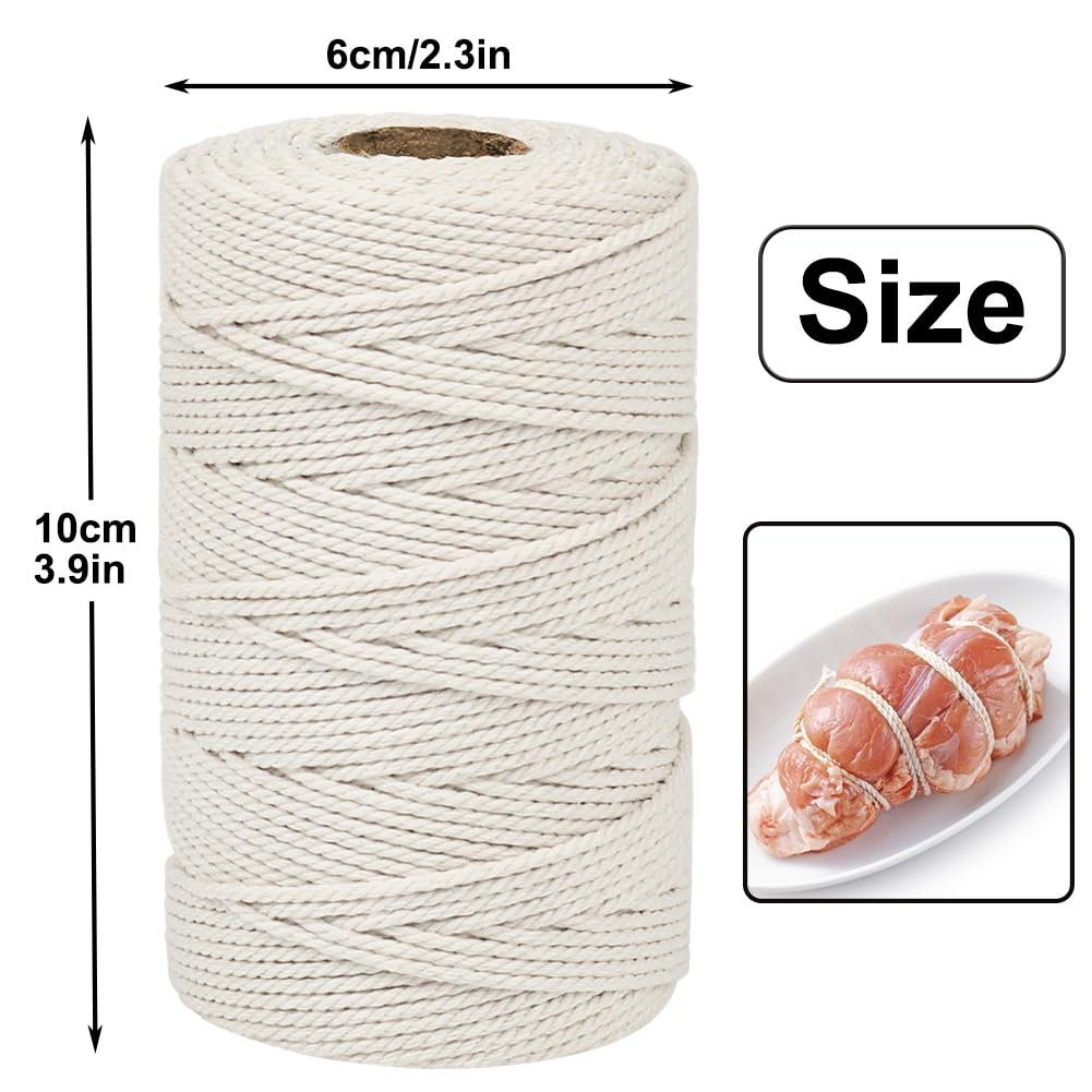 Butchers Twine, 328 Feet 2mm Food Safe Bakers Twine, Beige