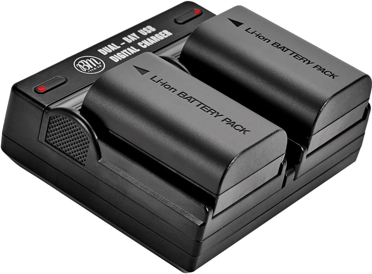2-Pack LP-E6N Batteries with Dual Charger for Canon EOS Cameras | Compatible with Canon EOS R, 60D, 70D, 80D, 90D, 5D