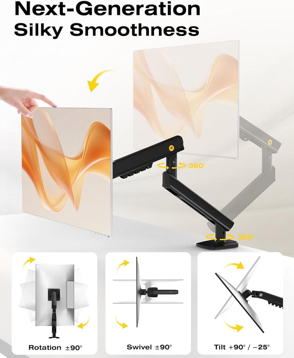 NB SmooVex Monitor Mount, Monitor Stand fits up to 32 Inch, Mechanical Spring Mount, VESA 75/100 mm, Model-A5(Black)