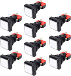 10x Arcade Square Shape LED Illuminated Push Button with Micro Switch Compatible for Arcade Machine Gaming Video Game