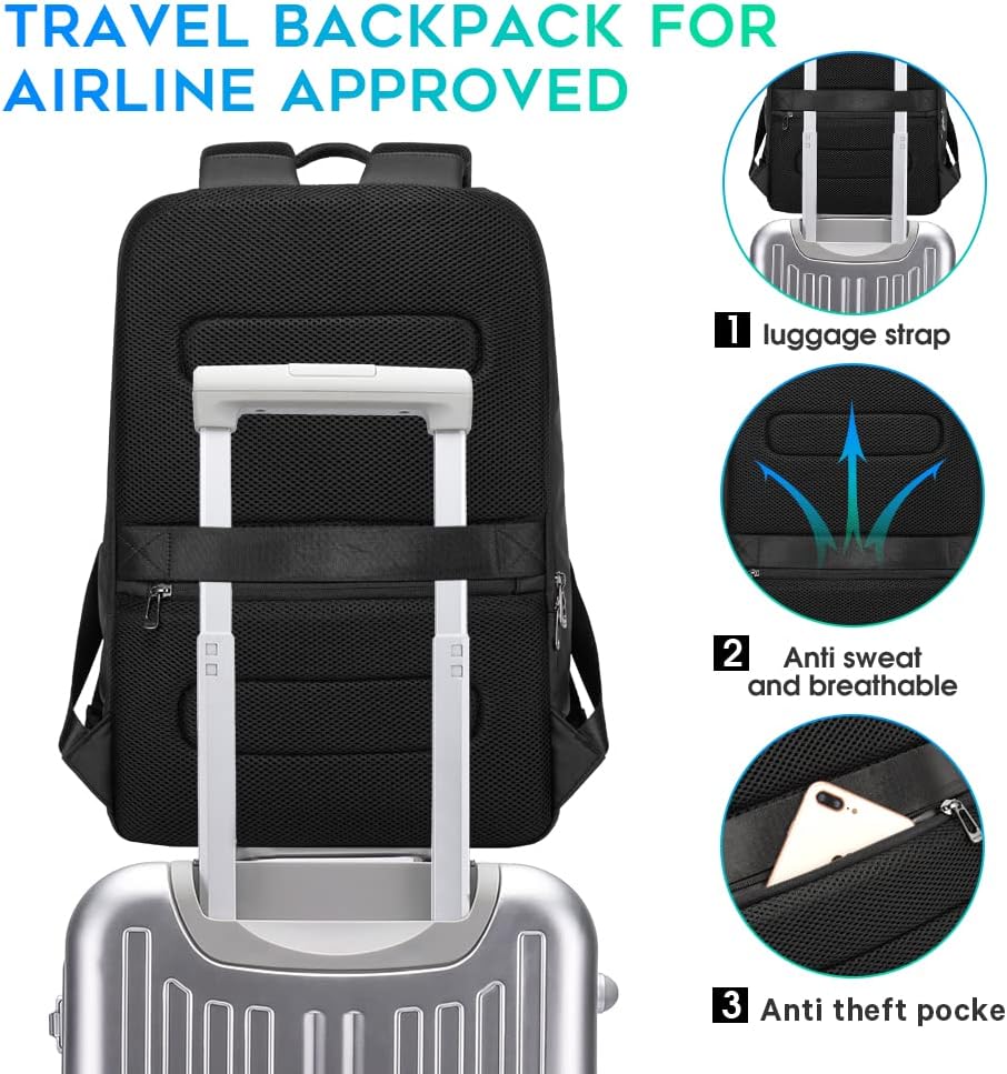 Business Smart Backpack Waterproof fit 15.6 Inch Laptop Backpack with USB Charging Port,Travel Durable Backpack