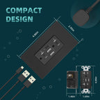 TOPELER Black USB Outlet, 6.0A/30W Dual Type A&C USB Charging Wall Outlet