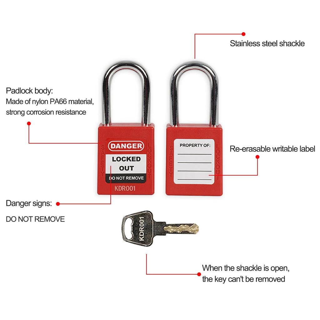 Electrical Lockout Tagout Kit, Lock Out Tag Out Kits with Safety Padlocks