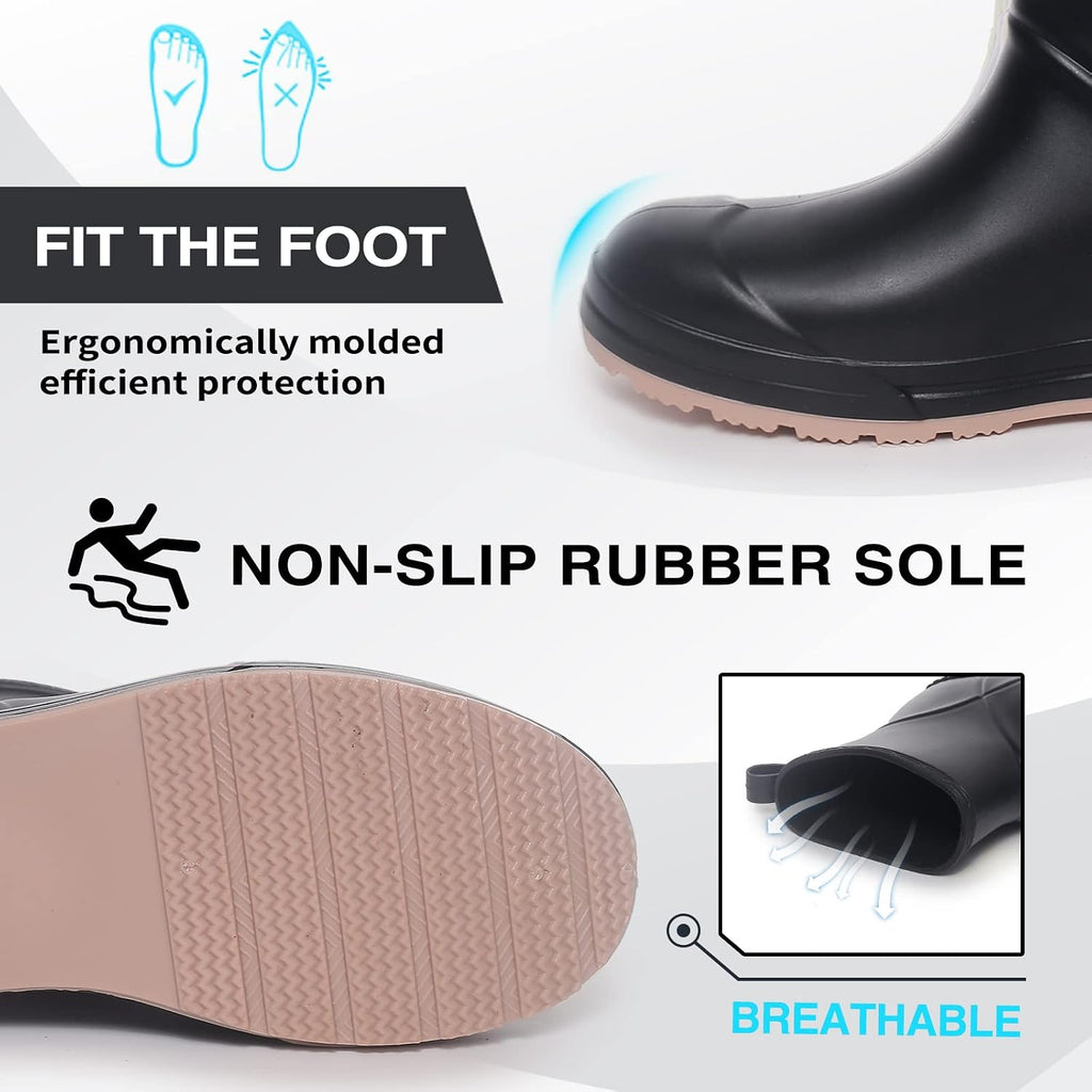 Short Rain Boots for Women and Men, Lightweight Waterproof Garden Boots, Anti-Slip Chelsea Womens Rain Boots, Stylish