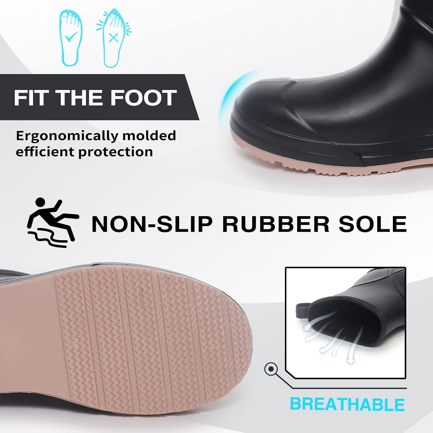 Short Rain Boots for Women and Men, Lightweight Waterproof Garden Boots, Anti-Slip Chelsea Womens Rain Boots, Stylish
