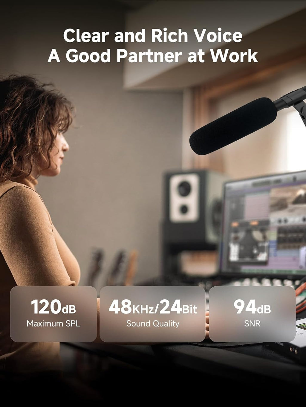 D2 Wireless Shotgun Microphone Hypercardioid Condenser Mic | Wireless Camera Microphone, Hypercardioid Pickup, Low