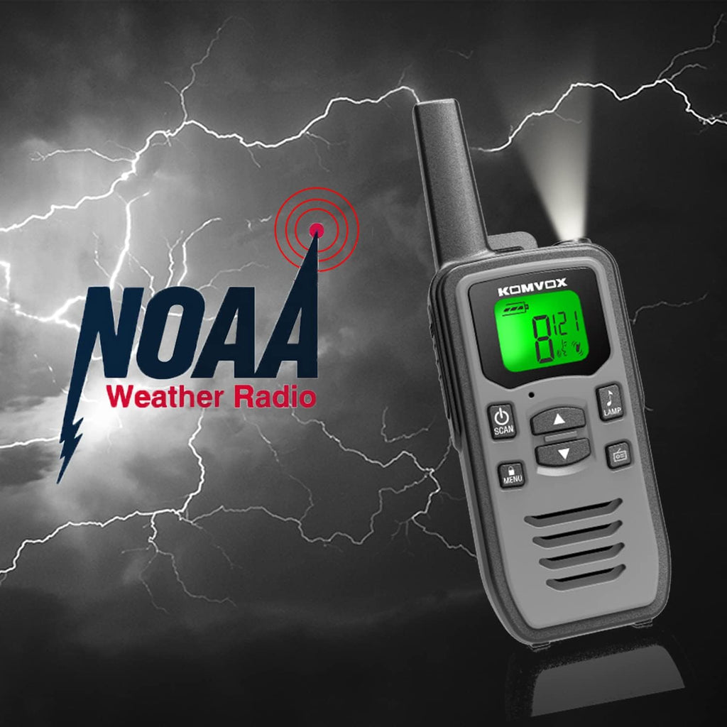 Gray Rechargeable Walkie Talkies for Adults, Long Range 36 Channels FRS GMRS Two Way Radios with NOAA Weather Alert