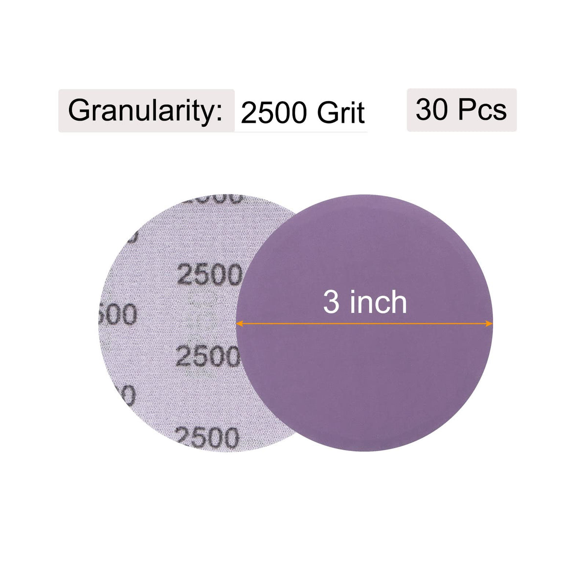 uxcell 30Pcs 3" Purple Sanding Discs 2500 Grits Hook and Loop Sand Paper