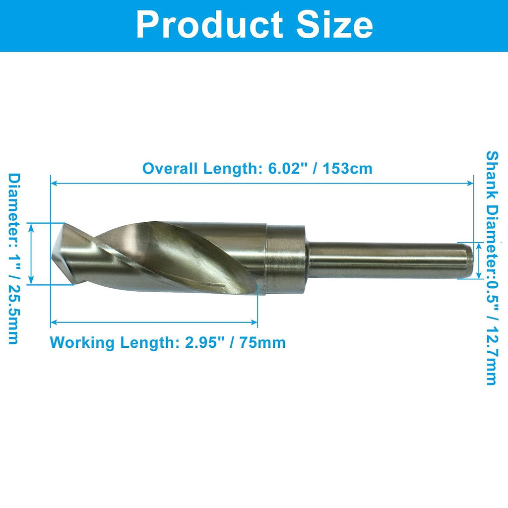 1 Inch Cobalt Drill Bit, M35 Reduced Shank