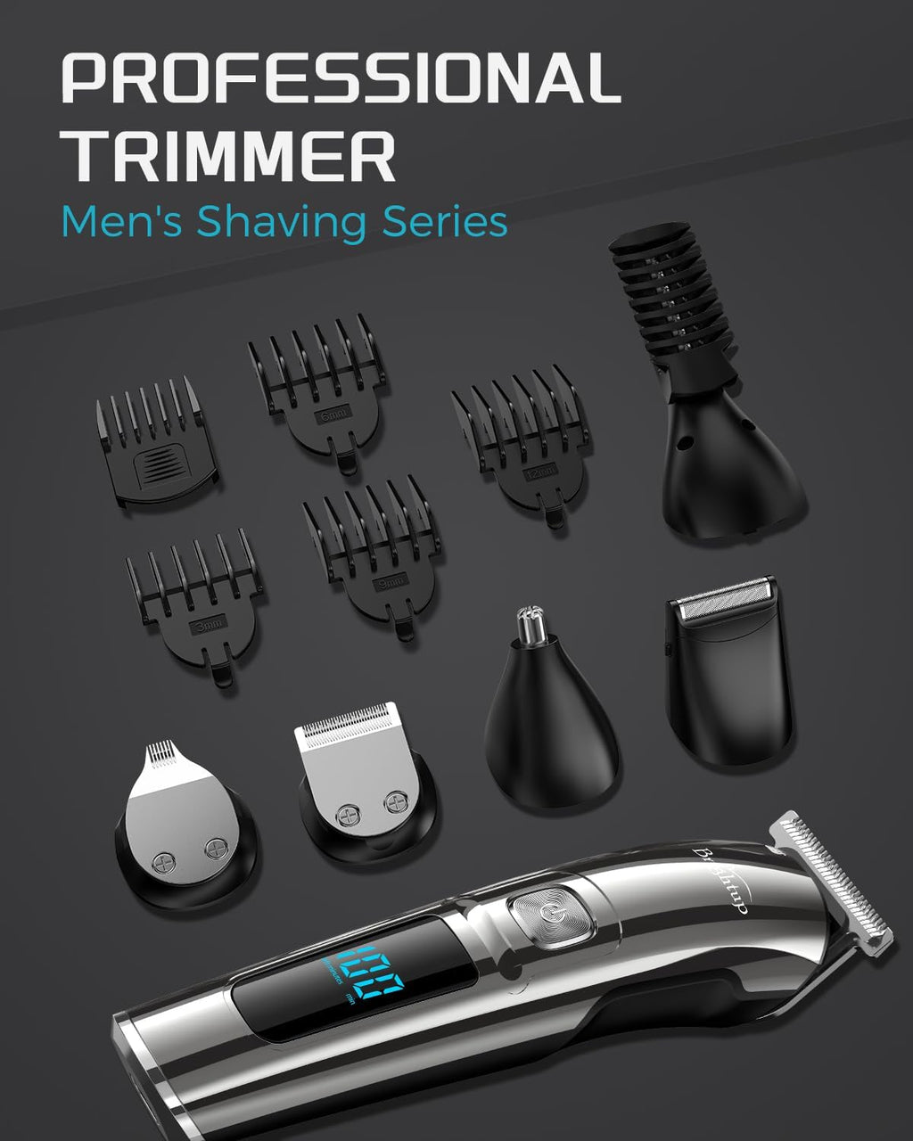 Beard Trimmer for Men - Electric Razor & Shaver, Cordless Hair Clippers Trimmers Set, IPX7 Waterproof Mens Grooming