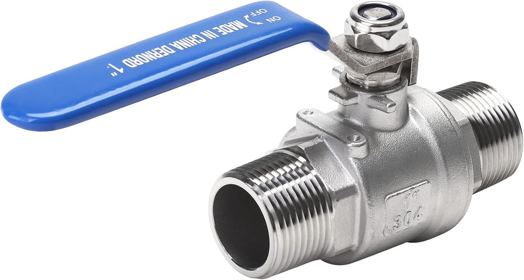 DERNORD Full Port Ball Valve 1 Inch - Male x Male Stainless Steel 304 Heavy Duty for Water, Oil, and Gas,1000WOG (1 Inch NPT)