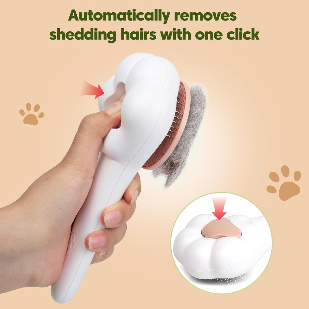 Self-Cleaning Cat Brush for Shedding with Cat Nail Clipper 2-Piece Set for Pets That Shed a Lot or Have Overgrown