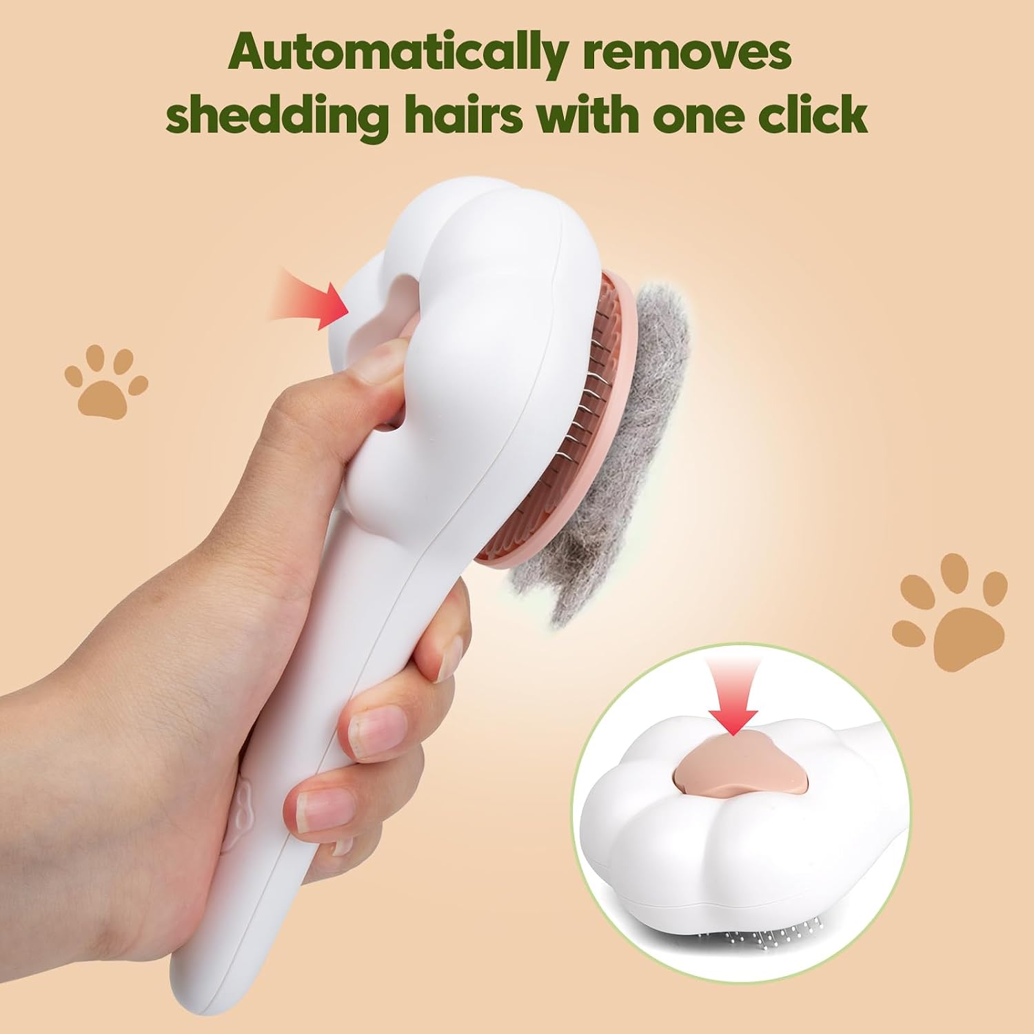 Self-Cleaning Cat Brush for Shedding with Cat Nail Clipper 2-Piece Set for Pets That Shed a Lot or Have Overgrown