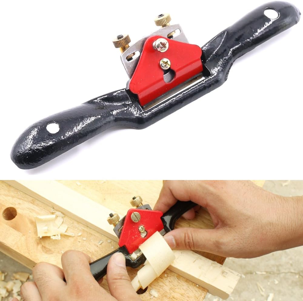 10'' Adjustable SpokeShave with Flat Base, Metal Blade Hand Tool Perfect for Wood Craft and Wood Working
