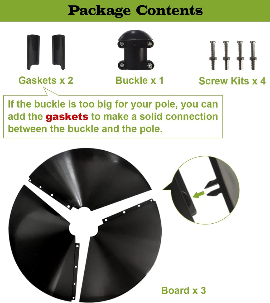 19 Inch Wide Squirrel Baffle for Bird Feeder Pole, Outside Pole Mount Stopper & Bird House Guard for Outdoor