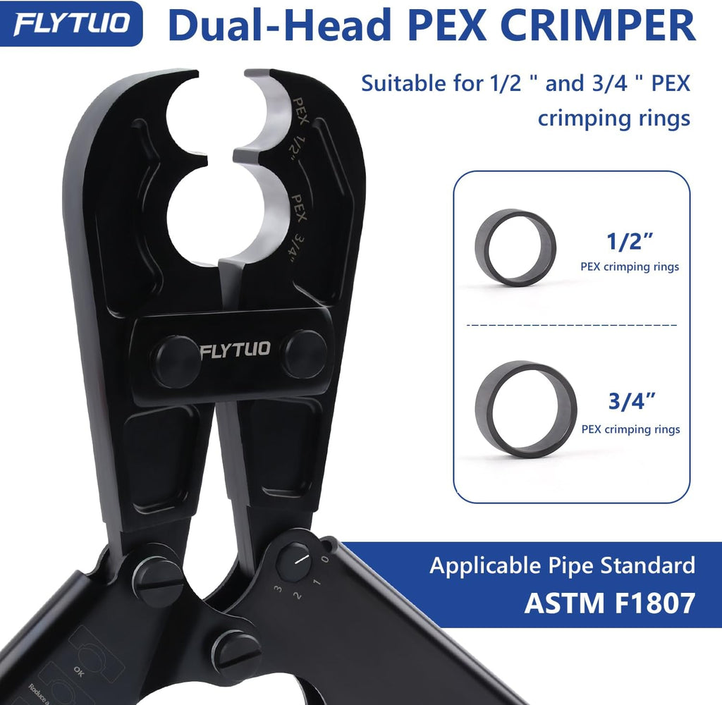 1/2" & 3/4" Combo PEX Crimping Tool for Copper Crimp Rings