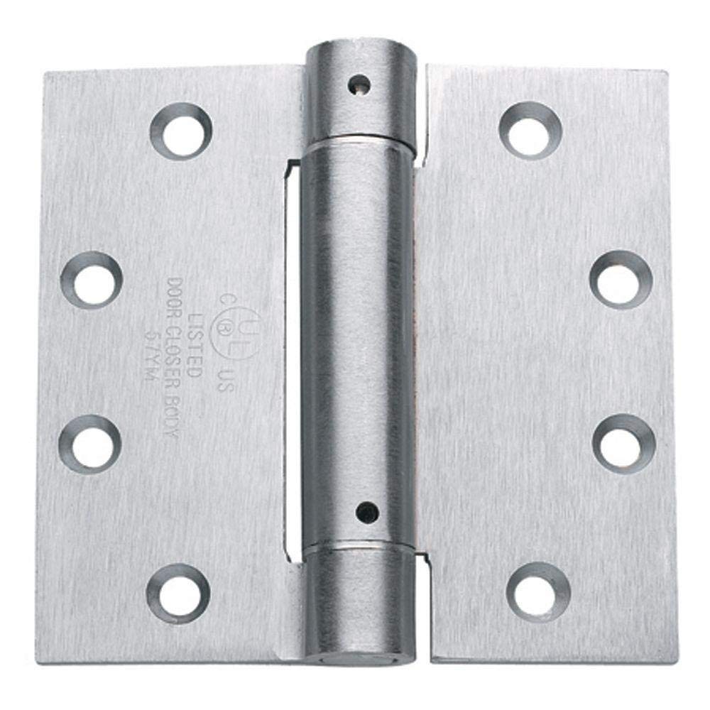 Spring Hinges – Commercial Grade Satin Chrome 4.5 Inch Square 2-Pack