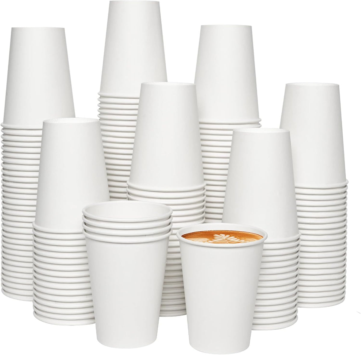 300 Pack Disposable Paper Coffee Cups 12 oz White Hot Paper Cups