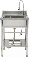 Stainless Steel Utility Sink, 22'' × 20'' × 39'' Freestanding Stainless Steel Single Bowl Laundry Sink with swivel