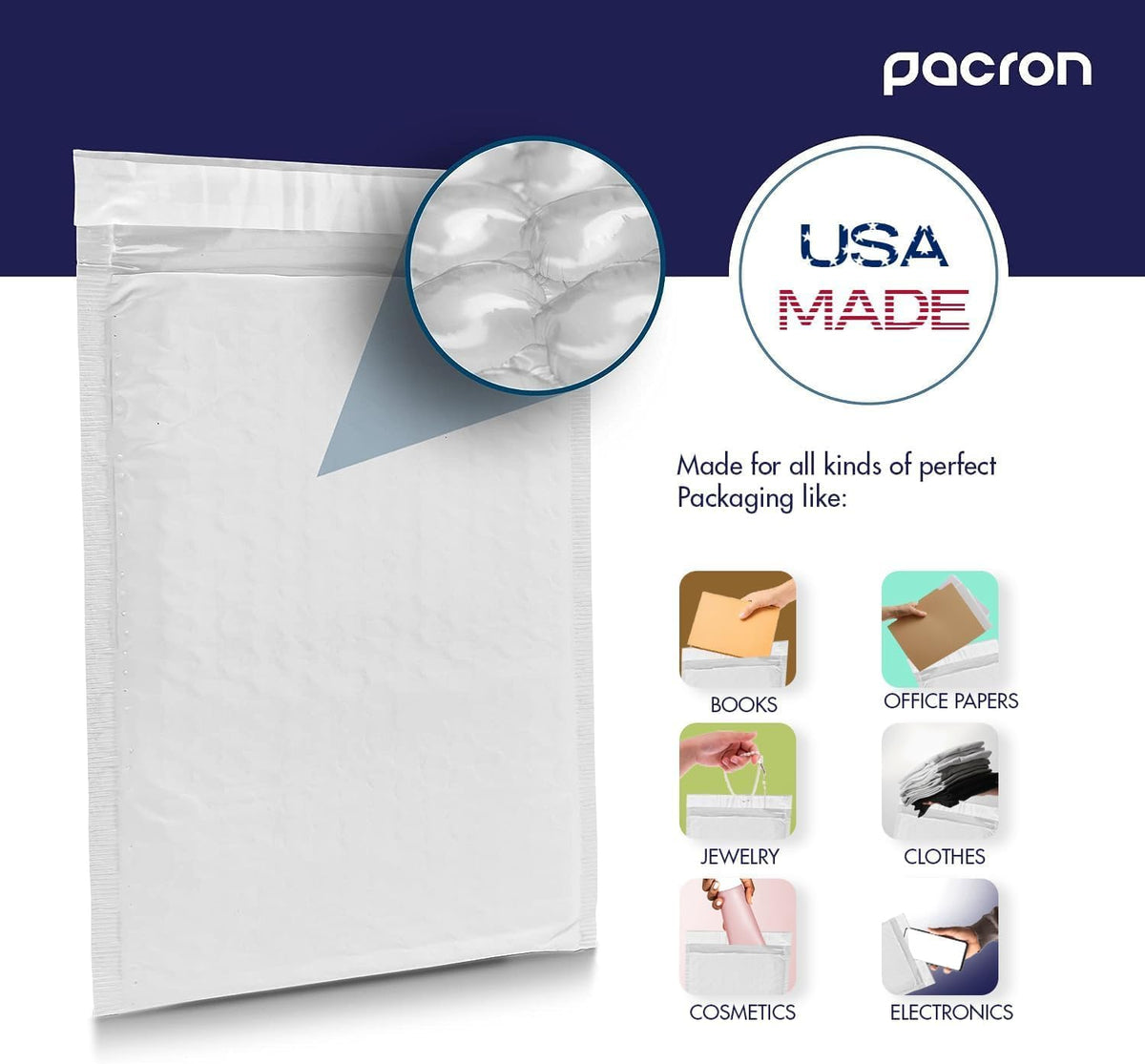Waterproof Self-Seal Padded Poly Bubble Mailers 9.5x14.5, 100-Pack