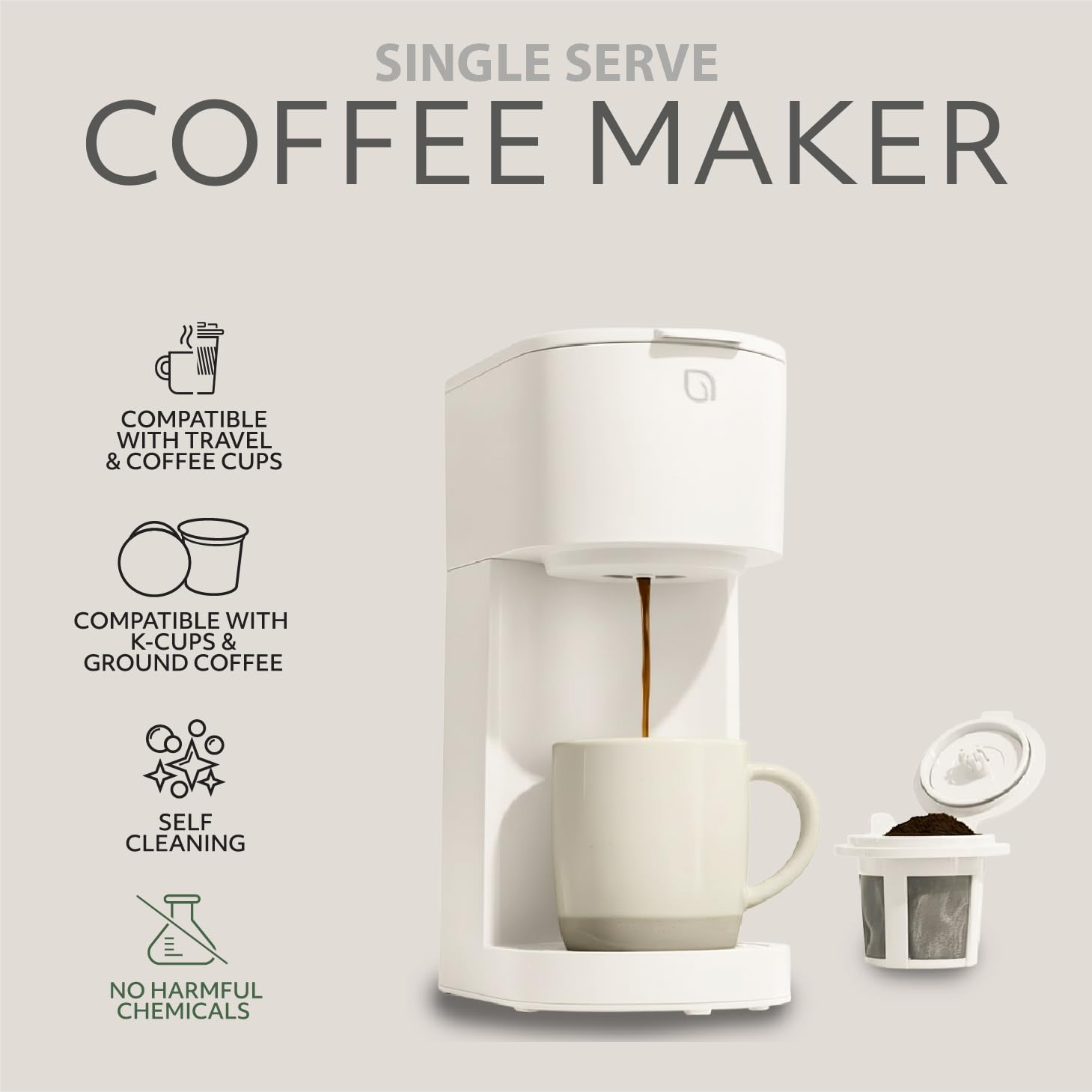 K-Cup Coffee Maker, Single Serve Coffee Maker with 6 to 12oz Brew Size & Strong Brew Option, Single Cup Coffee maker